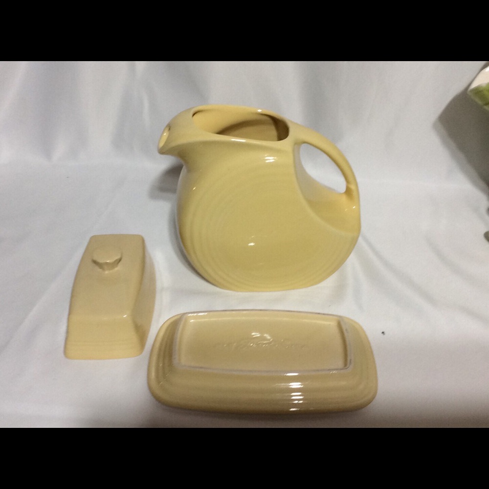 Fiesta water picture and butter dish